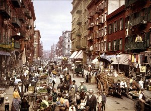 Mulberry Street, Little Italy, in New York City, c. 1900. (Source: Wikipedia)