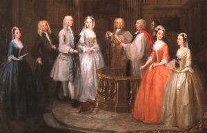 El matrimonio de mis antepasados permitió que sus descendientes pudieran legalmente heredar el vínculo de mayorazgo fundado por sus bisabuelos. Cuadro de William Hogarth.