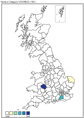 Vickress Surname England 1881