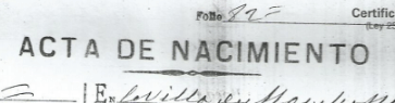 Certificate of Birth, as mentioned on a Spanish specimen. 