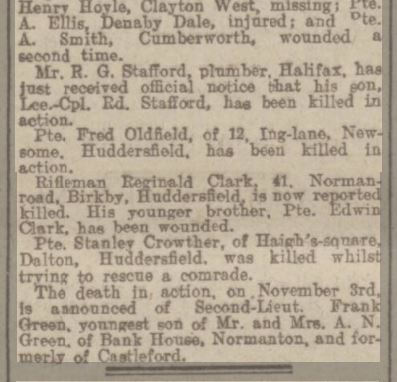 1916.11.08 (PRESS) Reginald Clarke, Leeds Mercury